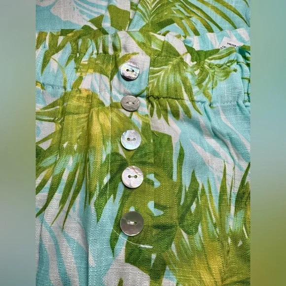 Paradise Palms Casual Printed Linen Blend Beachwear Capri Pants - Picture 9 of 13